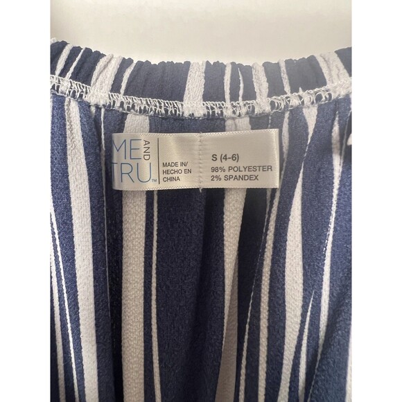 Jumpsuit Womens S Navy White Stripe Elastic Waist Easy Flattering Fit & Care - Picture 2 of 15